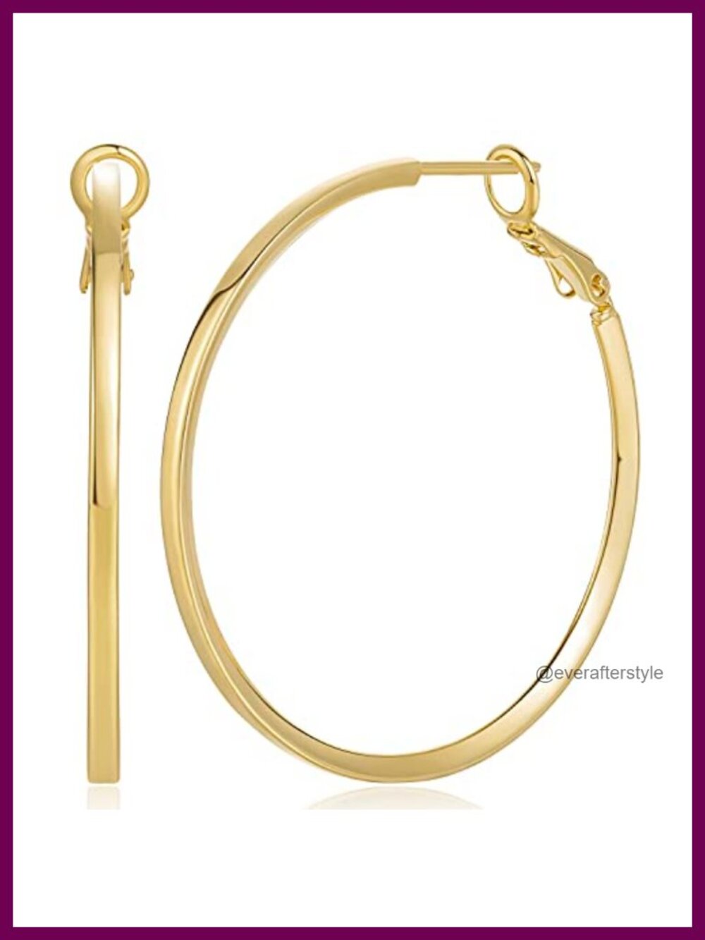 14K Gold Plated Large Hoop Earrings for Women Hypoallergenic Square-Edge Design